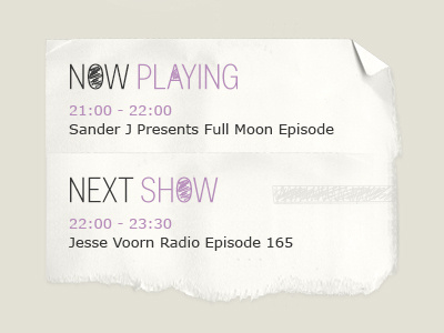 Now Playing/ Next Show design interface paper play radio rough show sidebar ui