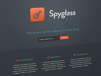 Spyglass Landing Page app icon iconography ios spyglass ui web website