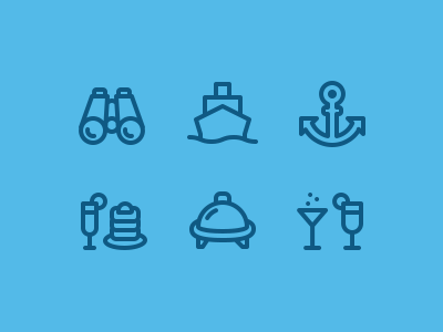 Cruise Ship Iconography anchor binoculars boat cruise icon iconography set ship stroke symbol