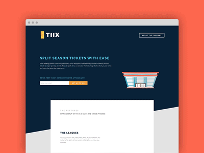 TIIX Marketing Site baseball basketball clean flat football soccer sports tickets tiix web design