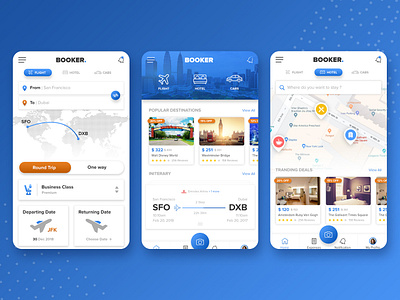 Booker App - Online Booking booking app car design flight booking hotel booking map uiux