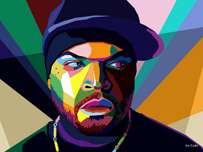 Ice Cube illustration clear colorful design elegant flat ice cube illustration lowpoly polygon rapper simple sketch