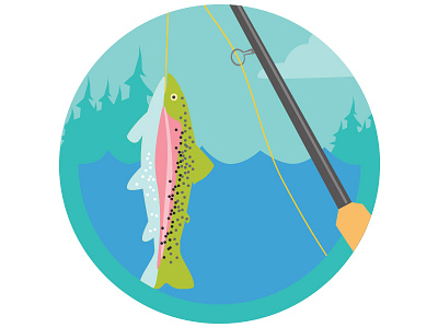 Fishing badge fishing graphic design illustration outdoors salmon trout ui ux web design