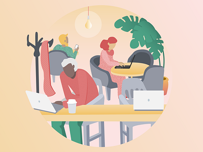 Coworking space café coworking illustration vector working