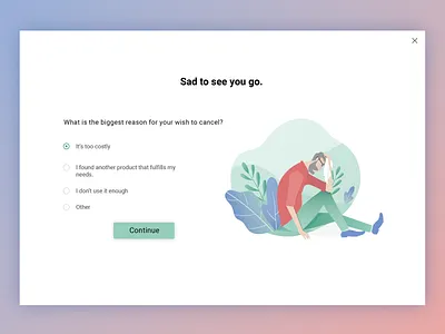 Cancellation Page cancel cancellation page illustration plants sad ui ux