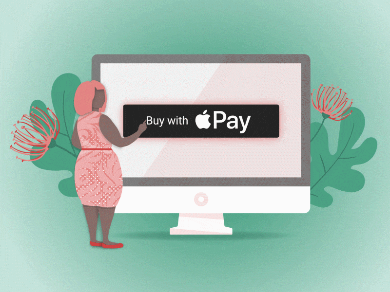 Buy with Apple Pay animation apple applepay illustration plants women