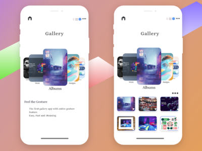 Album - Gesture Gallery app design clean color combinations gestures interaction online multimedia simple ui designs website