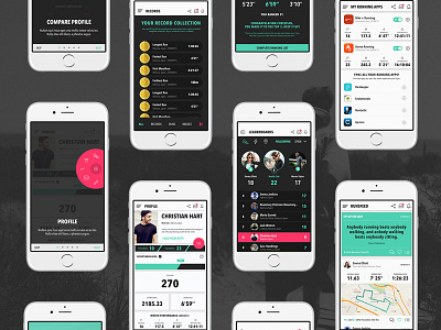 Social Running App app design mobile run running social ui
