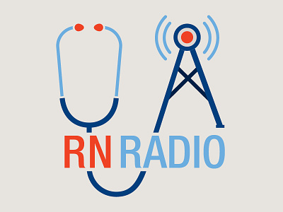 RN Radio Podcast logo icons illustration logo nursing typography