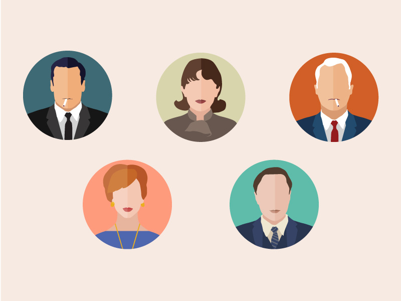 Mad Men characters illustration infographic