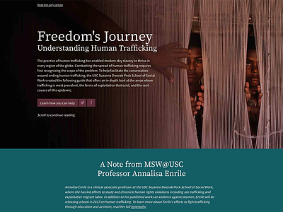 Freedoms Journey: Understanding Human Trafficking data visualization microsite publication design ui ux web design