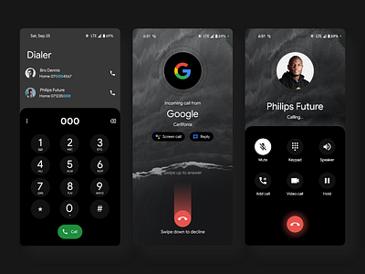 Caller UI Dark branding design illustration ios14 iphone logo mockup ui uidesign uiux