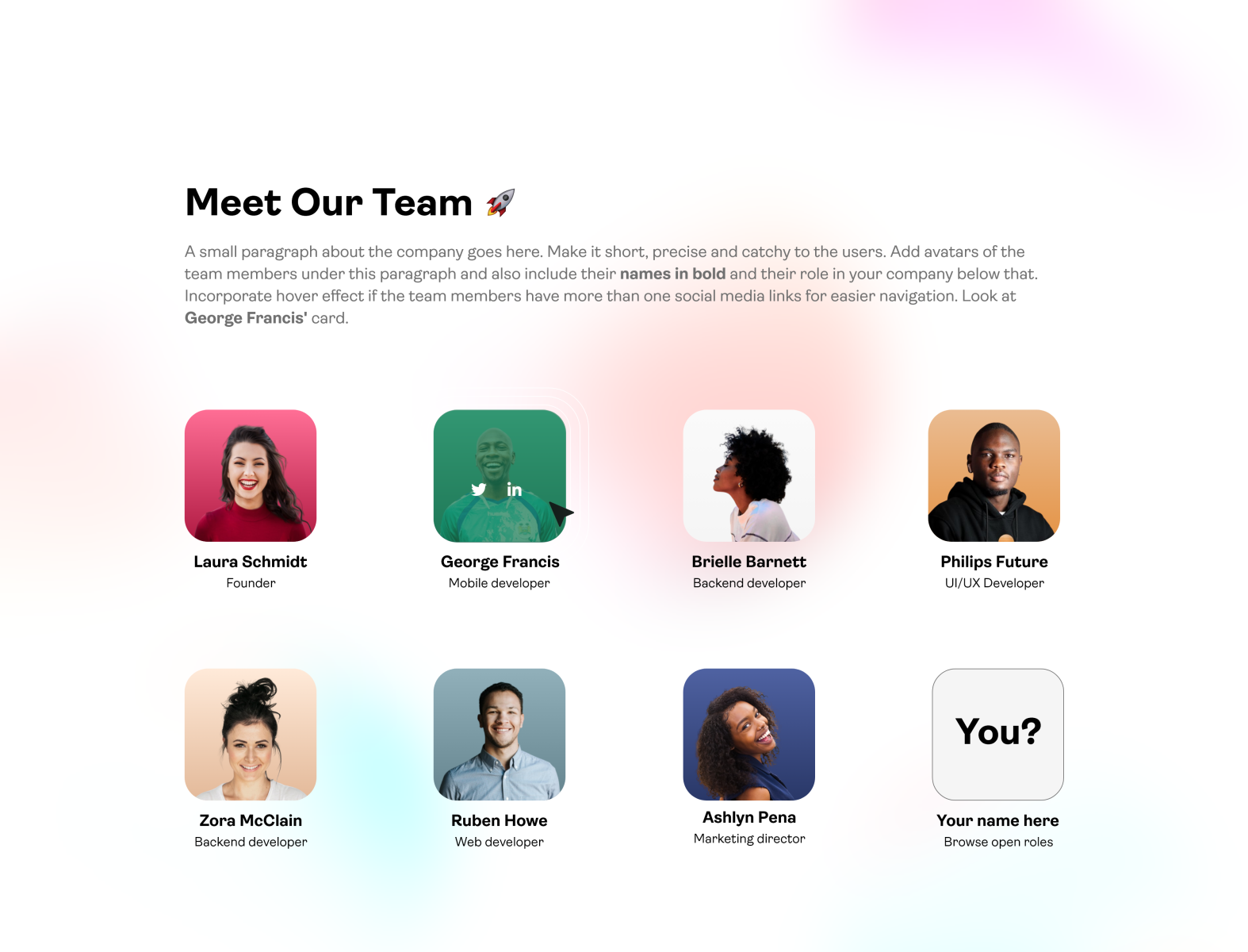 Team Page UI Design by Philip Oroni on Dribbble