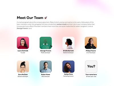 Team Page UI Design