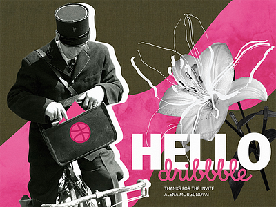 Hello Dribbble! collage first shot flowers hello dribbble illustration post