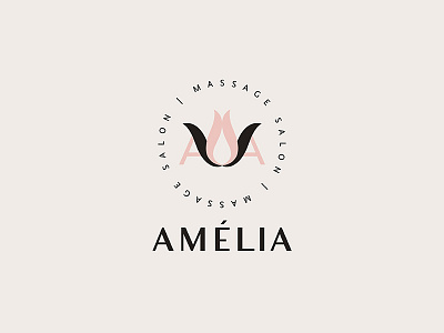 AMELIA Massage Salon branding identity logo logotype lotus mark massage relax sign spa