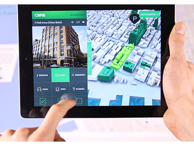 Cbre Manhattan 3d app ar augmented reality buildings cbre interactive ipad manhattan map new york real estate