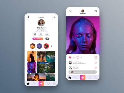 App to demonstrate your shots concept design image image view profile profile view talet showcase talet showcase ui ui ux ui design