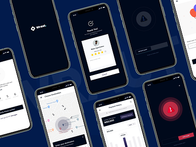 Wraut - Ride App app design driver app experience mobile modern ride rideshare typography ui ux uxui