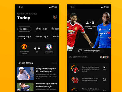 Sports App app design illustration typography ui ux