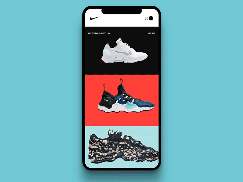 Nike store - 1/2 after effects app distortion mobile muzli nike parallax shoes ui ux design water effect