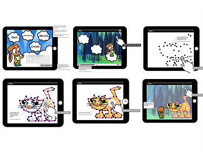 interactive cartoon concept cartoon game mockup prototype tablet ui ux wireframe