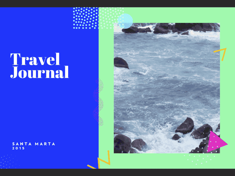 Travel Journal blue green journal memphis orange pattern patterns principle travel ui