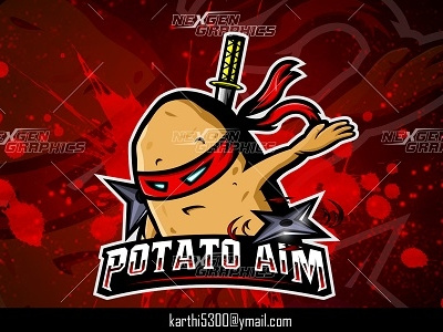 Ninja Potato Mascot Logo esports logo gaming logo gaming mascot logo mascot logo ninja potato ninja potato logo potato logo potato with sword samurai potato samurai potato logo