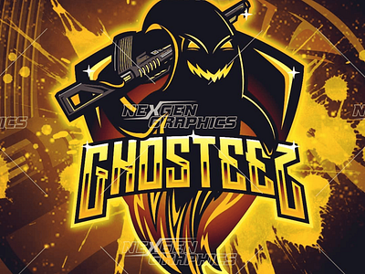 Golden Ghost Mascot Logo branding ghost mascot logo golden ghost golden ghost logo golden ghost mascot graphic design logo