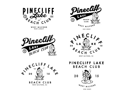 Pinecliff Lake Beach Club beach cannon club drawn hand jersey lake lettering lockup new splash water