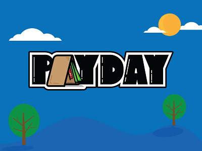 Pay Day day landscape money pay sun trees vector wallet
