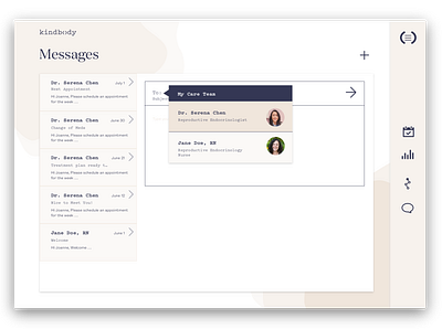 Kindbody Patient Portal - Messages app app design design flat ui uiux web