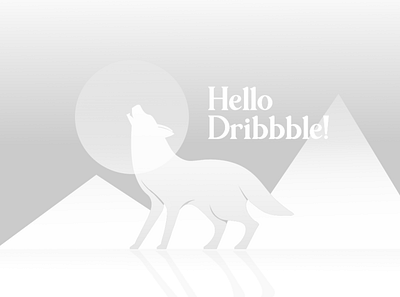 Hello Dribbble! black black white debut dribbble grey hello illustration shadow wolf