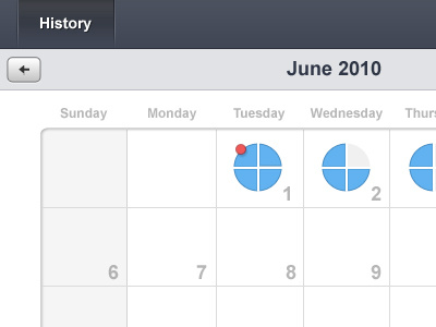 Calendar History View for Medication App calendar