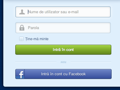 Log In Screen button facebook form login