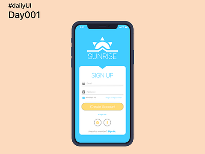 Daily UI | 001 | Sign Up 001 app dailyui dailyuichallenge sign up ui ux visual design