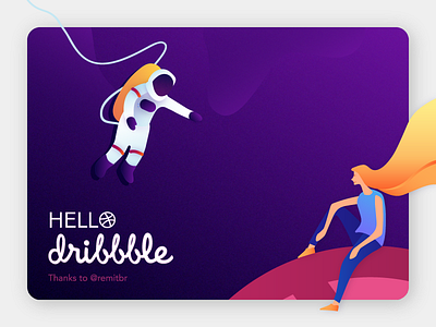 Hello dribbble! design gradient hello illustration space
