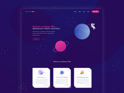 Space illustration landing page mockup space template ui design web