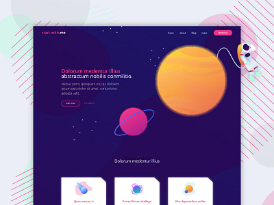 Space - New shot illustration landing page mockup space template ui design web