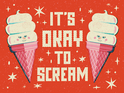 Scream hand lettered ice cream lettering vintage