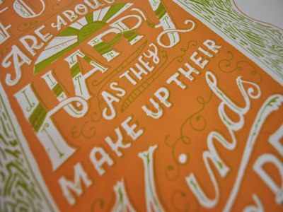 Abe Lincoln print hand lettering silk screen typography