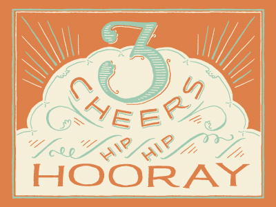 3 Cheers hand lettering lettering nostalgic type typography vintage inspired