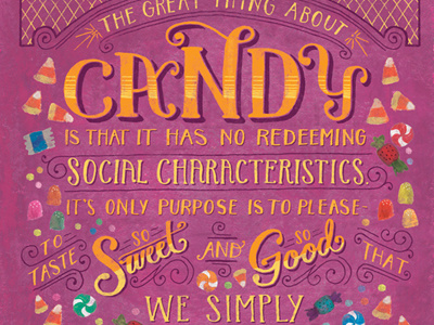 Candy hand lettered lettering nostalgic retro typography vintage