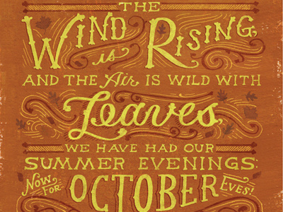 October Eves fall hand lettered leaves lettering nostalgic typography vintage