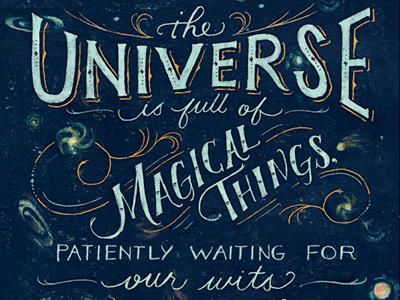 Universe hand lettered lettering magic nostalgic typography universe vintage