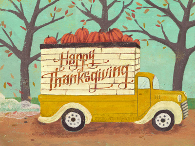 Thanksgiving card illustration typography