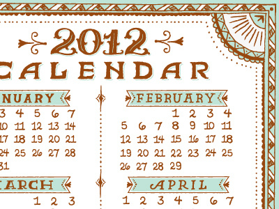 2012 Calendar typography