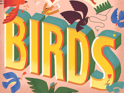 For The Birds birds hand lettered illustration lettering vintage