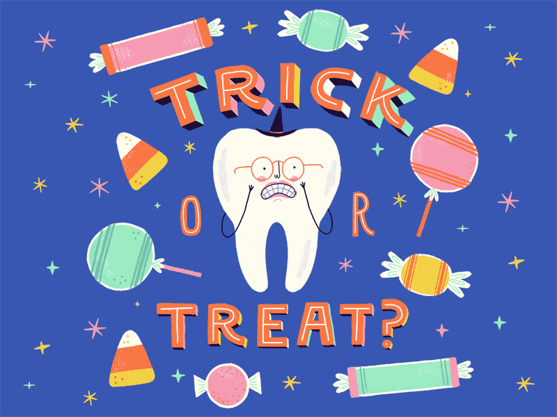 Trick or Treat candy halloween illustration lettering