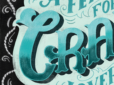 Crab aqua blue hand lettered lettering sea sign painter